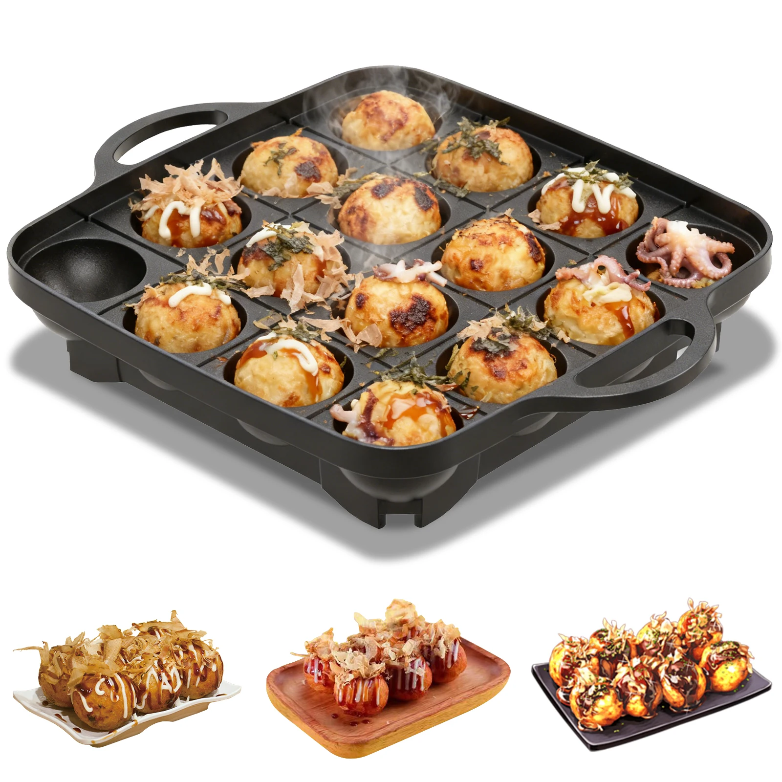 Takoyaki Pan Cast - 16-gaats Takoyaki Pan van gegoten aluminium,