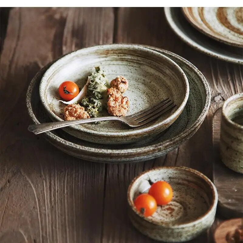 Home Cooking Japanese - Handgemaakte Japanse steengoed serviesgoed, borden en