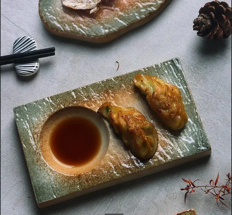 Home Cooking Japanese Food - Vintage keramische steakplaat Japans hotelrestaurant Sashimi