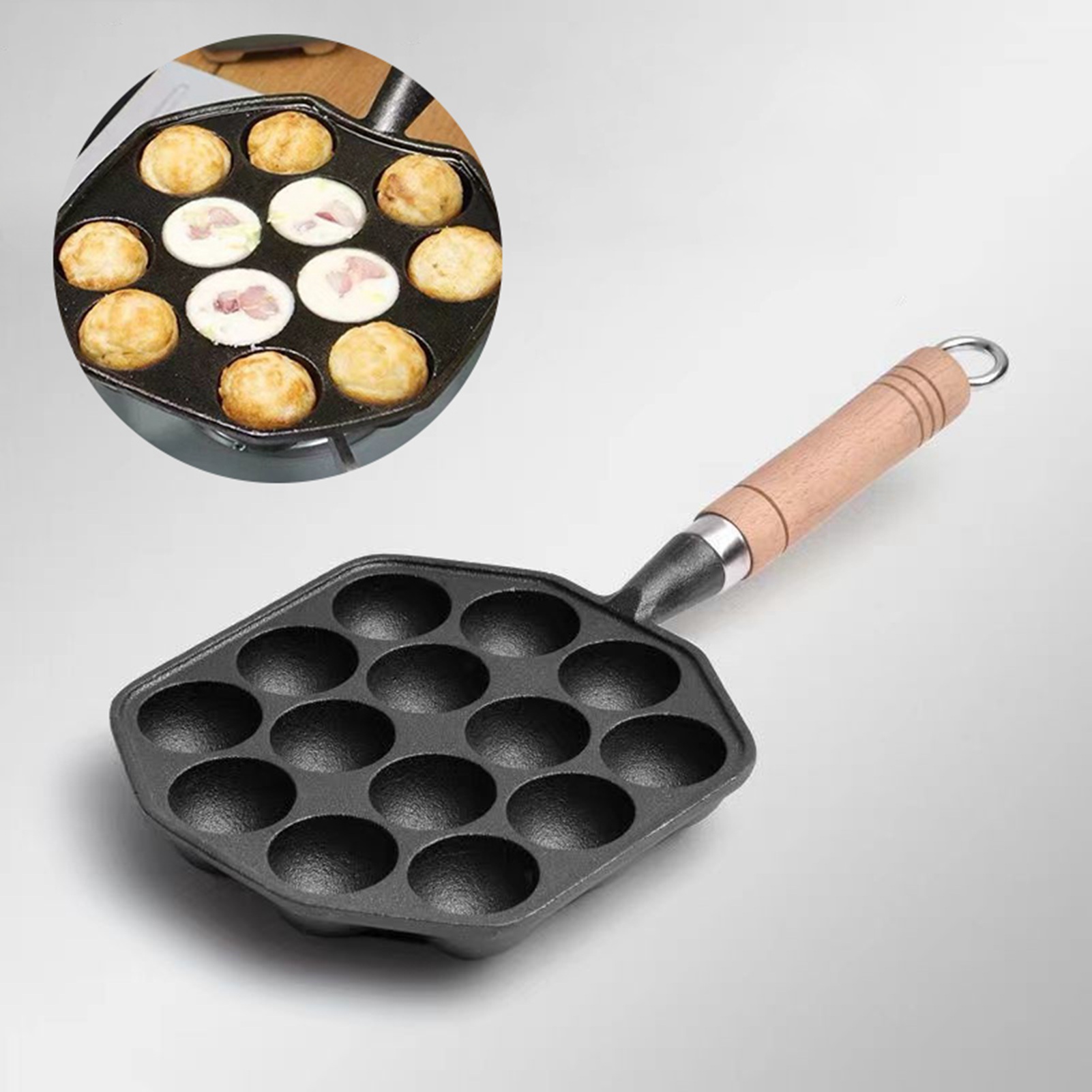 Takoyaki Pan Cast - 14 Gaten Takoyaki Pan Anti-Aanbak Gietijzeren