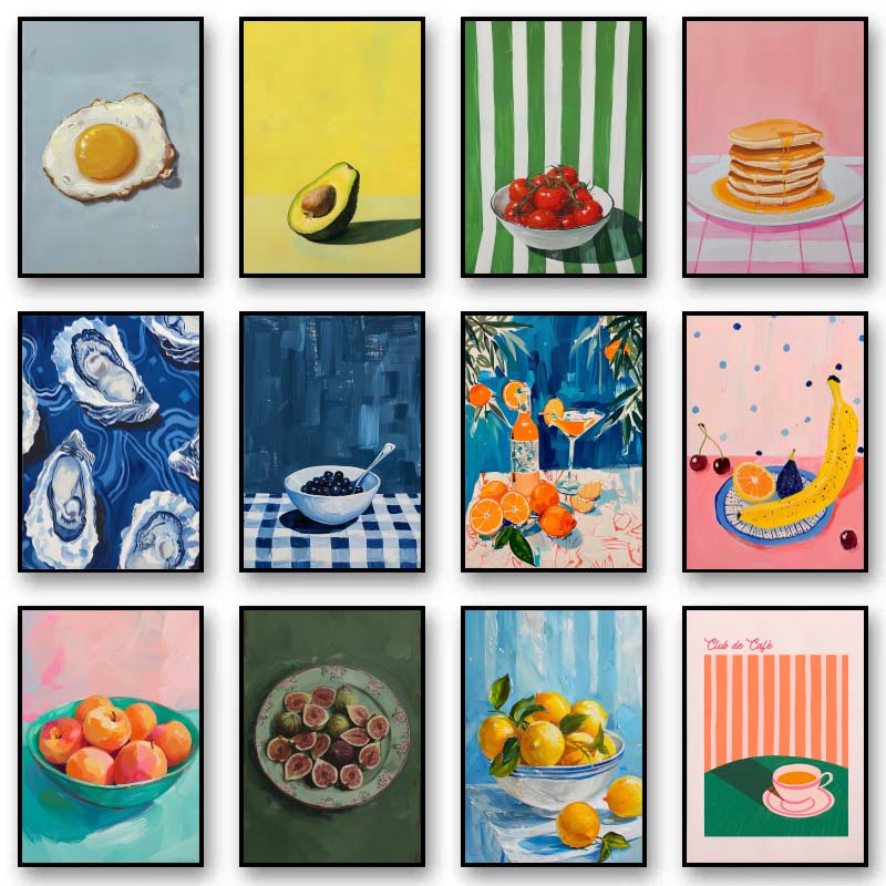 Home Cooking Oil - Vintage eetfruit oranje avocado tomaat koffie