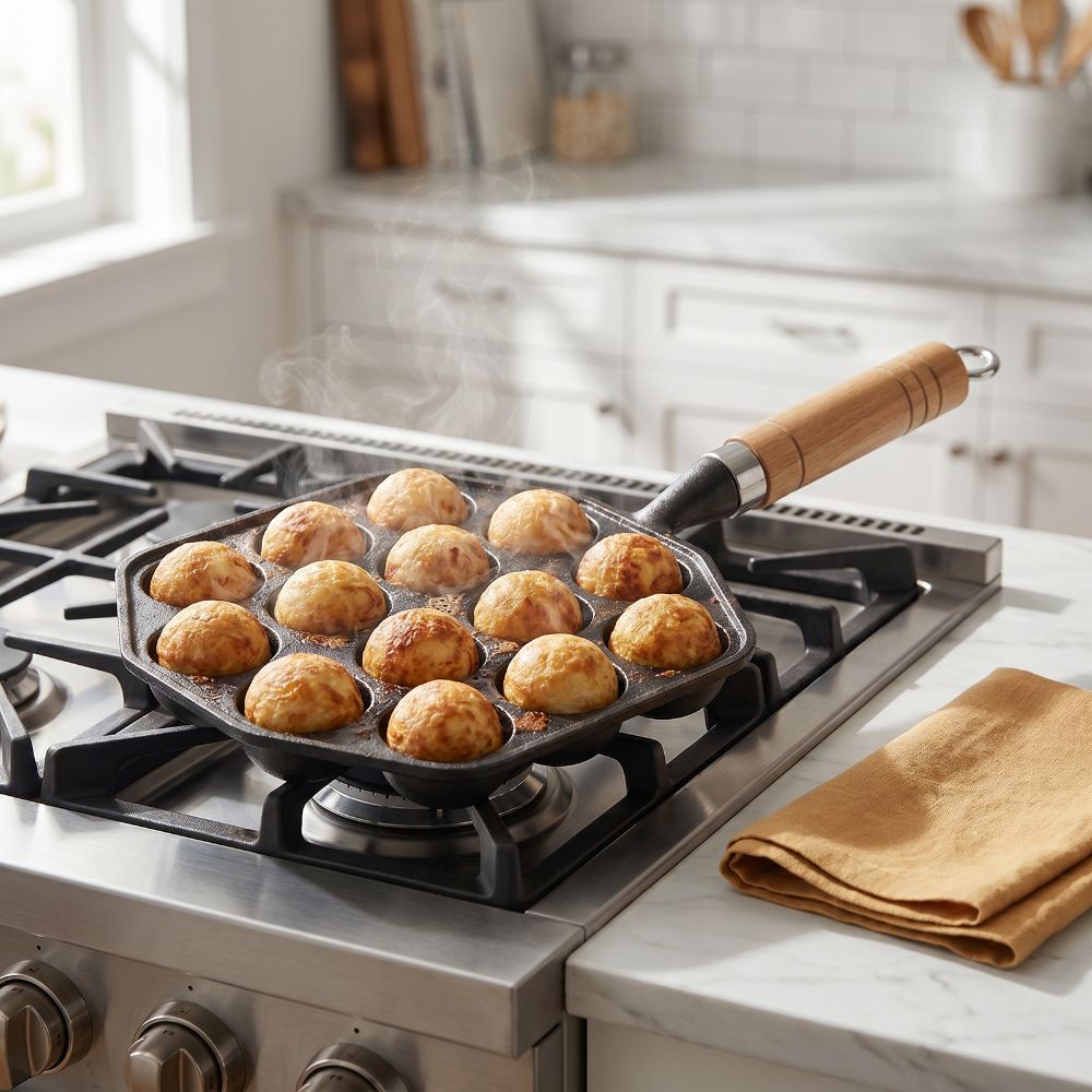 Takoyaki Pan Cast - Gietijzeren Takoyaki Maker Anti-aanbak 14 Gaten