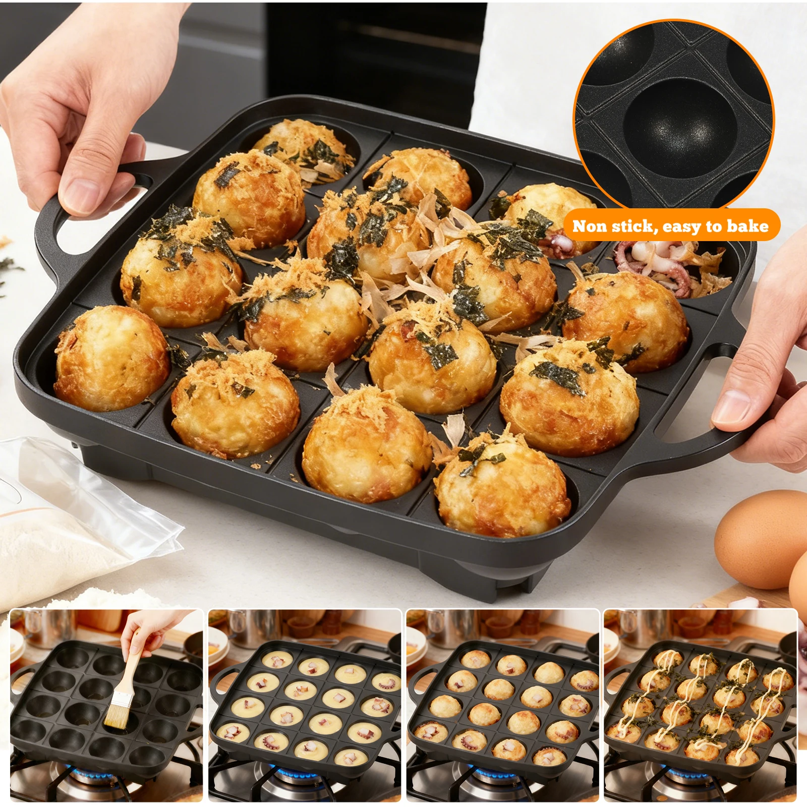 16-gaats Takoyaki Pan van gego - Takoyaki Pan Cast recensie en prijs