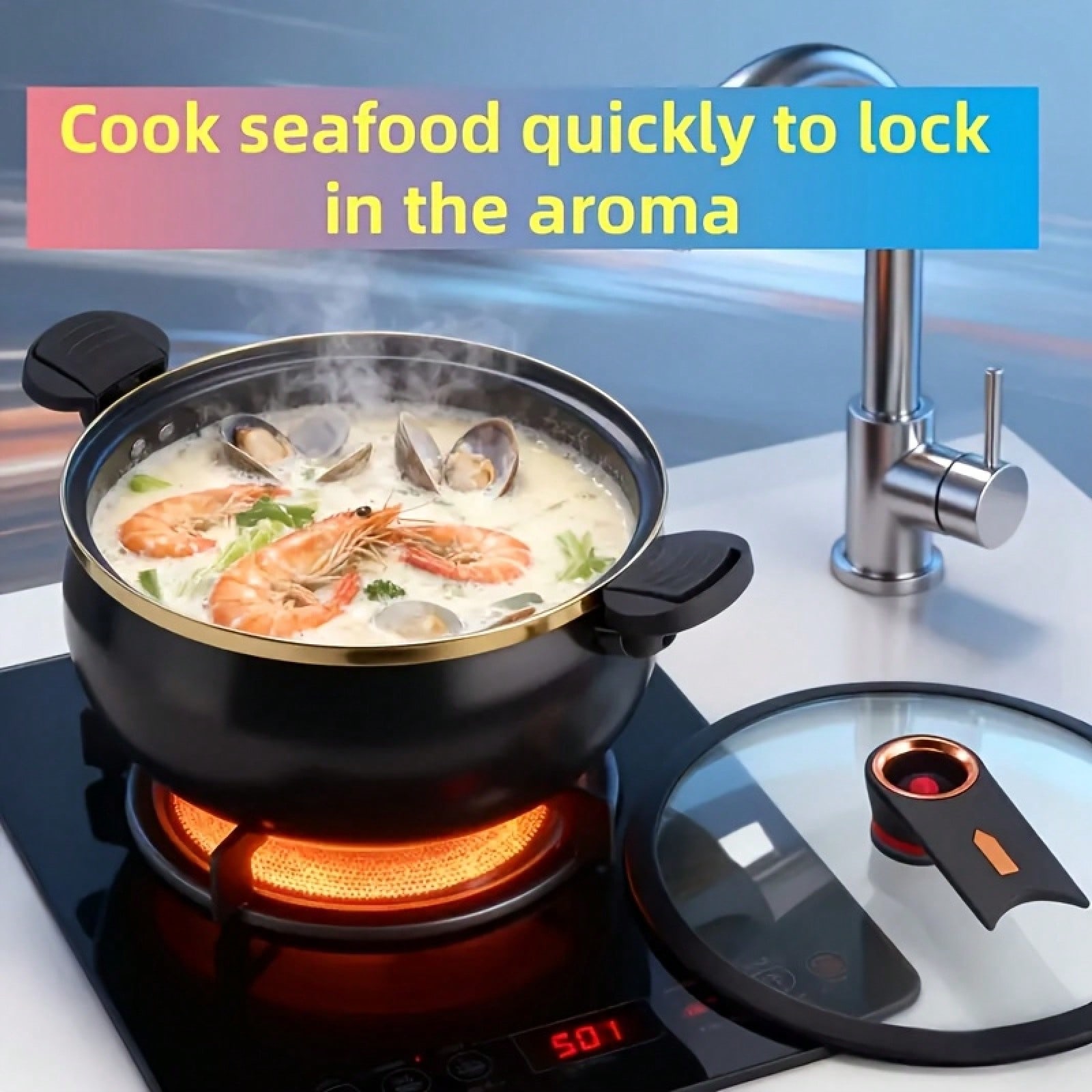 1 stuk grote 8,45QT antiaanbak - Home Cooking Fast Foods recensie en prijs